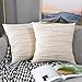 UPOPO Cojines Raya Sofa Terciopelo Funda Decorativos Cojin Salon Cama para Super Dormitorio 2 Piezas de Color Sólido De Cojín Suave Almohada Sala De Estar con Cremalleras 45 X 45 cm Beige