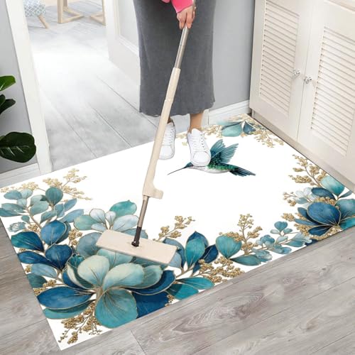 Paillasson colibri et feuilles vertes lavable 45x75 cm - 7