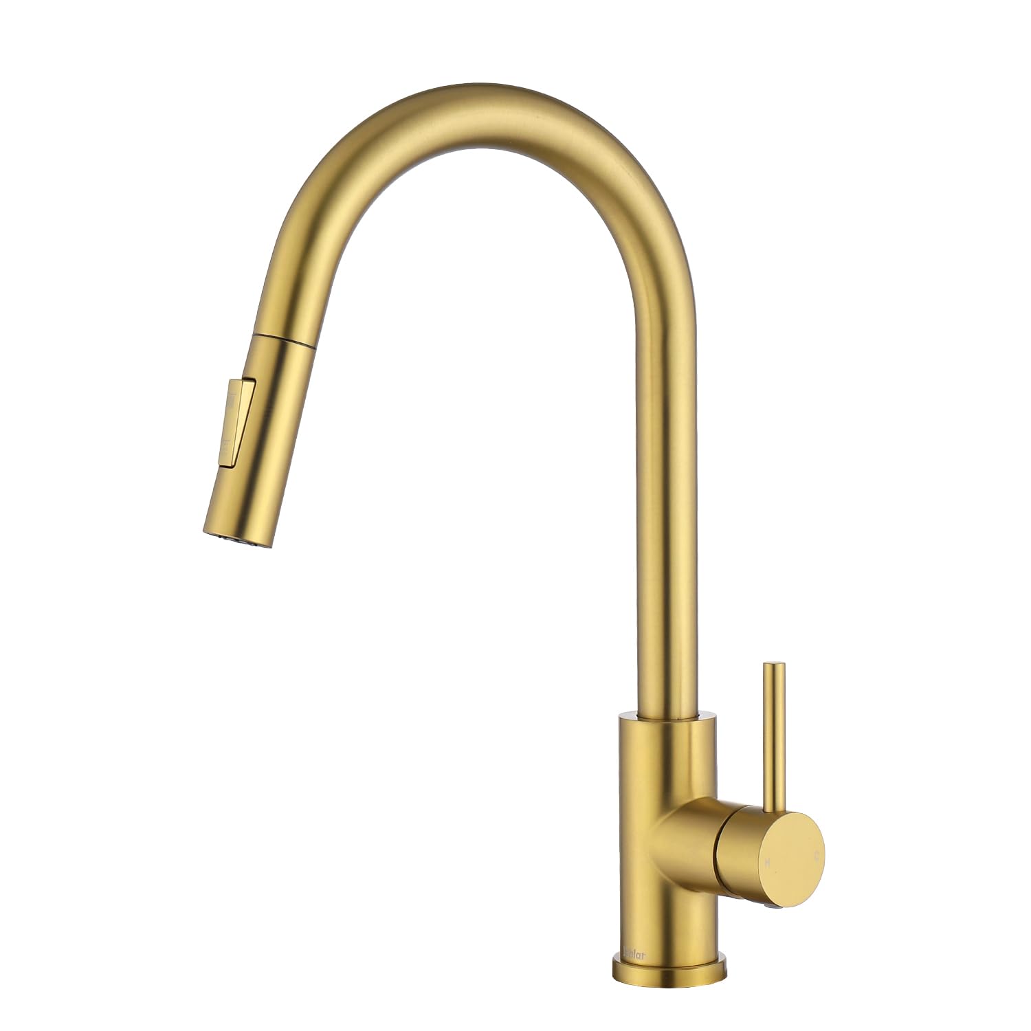 Tohlar Gold Kitchen Faucets with Pull-Down Sprayer, Modern Kitchen Sink Faucet Stainless Steel Single Handle Kitchen Faucet with Deck Plate, Brushed Gold