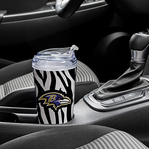 Image of Rico Industries NFL Football Glitter 24oz Acrylic Glitter Tumbler with Hinged Lid, Officially Licensed Double Wall Tumbler with Straw
