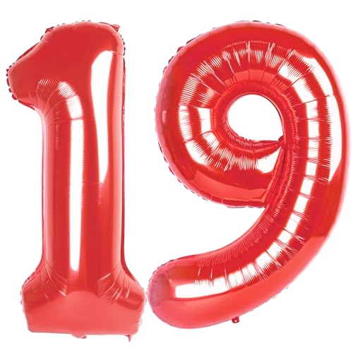 Red Number 19 Balloon 40 Inch Birthday Decorations, Number 19 Balloon Birthday Party Decoration, Anniversary Decorations Graduations Party Supplies