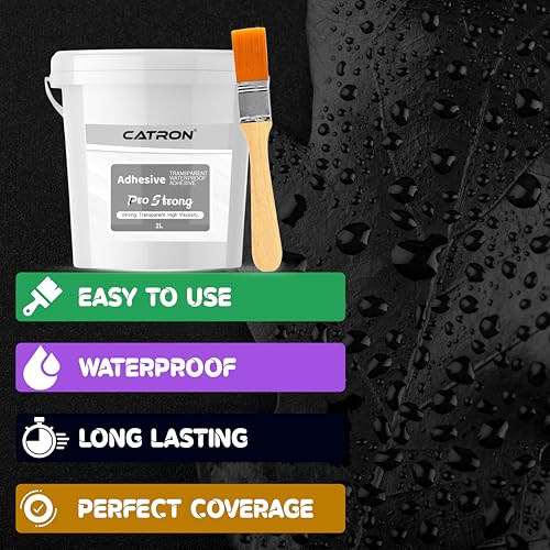 Image of Catron 2L /2Kg Transparent Waterproof Glue with Brush for Crack Seal, Roof Water Leakage Solution, Indoor and Outdoor Epoxy Resin Adhesive ProStrong Sealant | for Bathroom, Walls, Tiles and Pipes