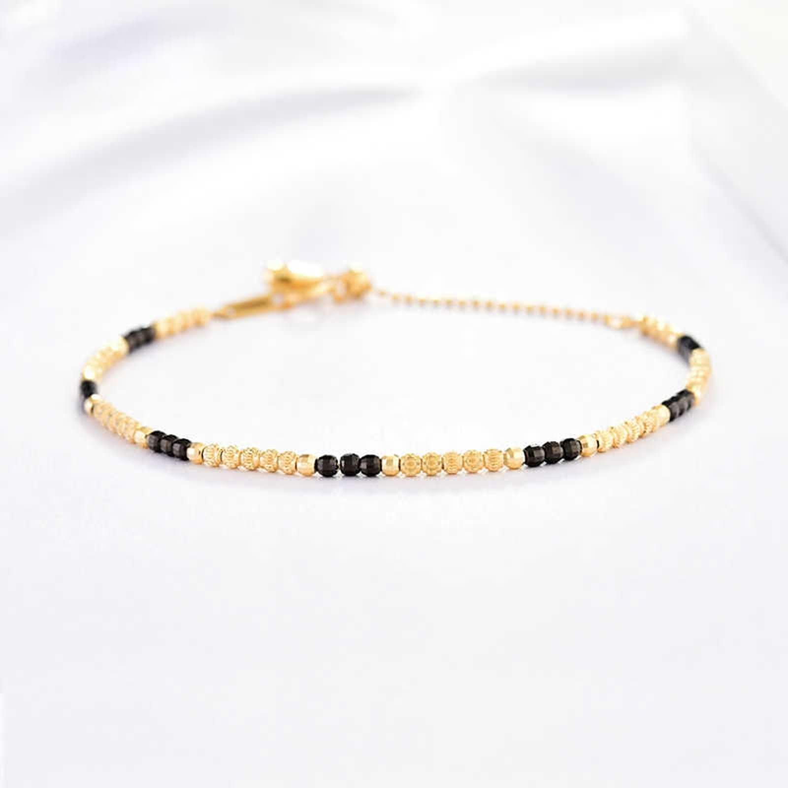 Bracciale Oro Donna 9 Kt / 14 Kt / 18 Kt 750, Catena a Perline da 1,9 MM, Regolabile 16 CM + 5 CM, Bracciali Catena Donna Oro