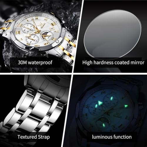 Image of OLEVS Men Watch Business Dress Diamond Luxury Watch Luminous Easy to Read Date Waterproof Stainless Steel Quartz Analog Simple Dress Watch