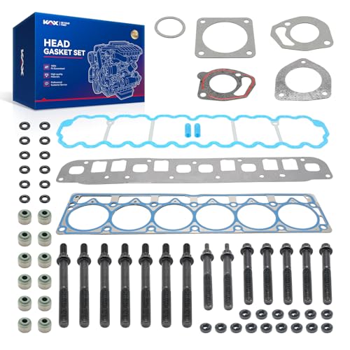 Image of KAX Engine Cylinder Head Gasket Set Compatible with Jeep Cherokee 1999-2001, Grand Cherokee 1999-2003, Wrangler 2000-2003 4.0L, Head Gasket Kit, OE# HS9076PT-4, ES71102, HB10440