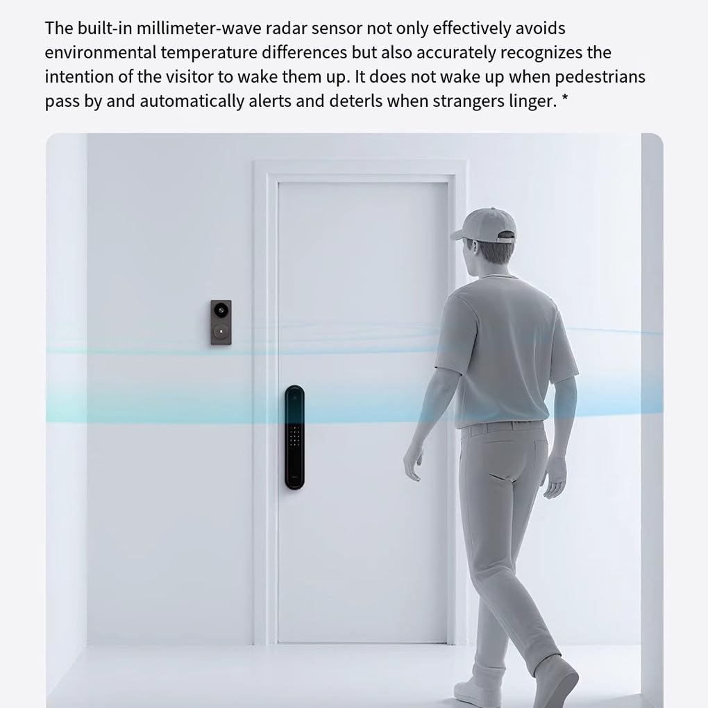 Timbre Inteligente para casa con Wi-Fi de Doble Banda y tecnología de cámara definición Ultras 2K. El Radar Ondas milimétricas Permite más, Negro grisáceo