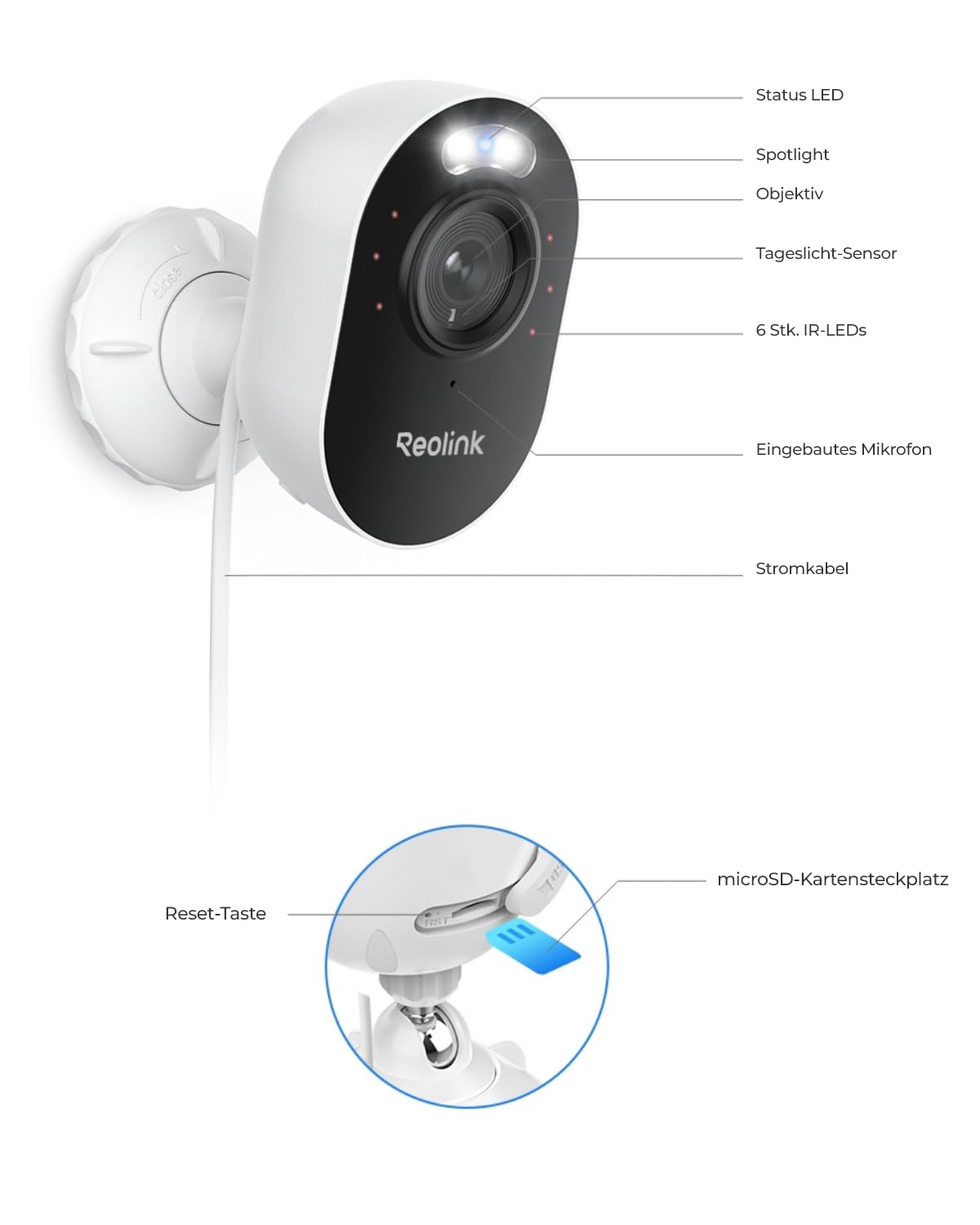 Reolink Lumus-2K 4MP Überwachungskamera Aussen mit Spotlights, 2,4/5GHz Dualband WLAN, Plug-in, smarte Person/Fahrzeug/Tiererkennung, Sofortwarnungen, Außenkamera mit Echtzeit-Gespräch, Weiß
