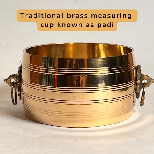 Image of Pure Brass Changazhi Rice Measuring Pot (0.5L) - Traditional Kerala Brass Para Vessel for Puja, Housewarming & Wedding Gifting