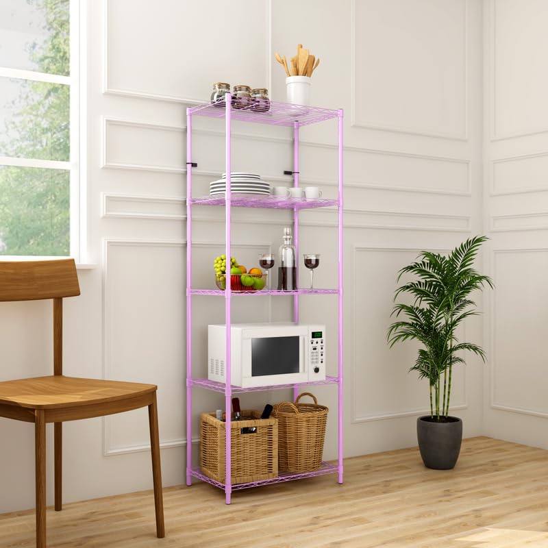 Image of 5-Shelves Heavy Duty Steel Storage Rack | Multipurpose Shelving Unit for Kitchen, Home & Utility
