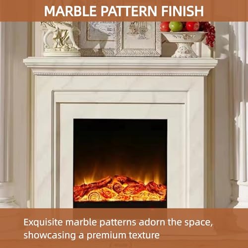Suncharm Modern Electric Fireplace with Mantel 47.24IN (Realistic Flame) (Faux Marble) White Freestanding Chimenea TV Stand for Living Room - Image 4