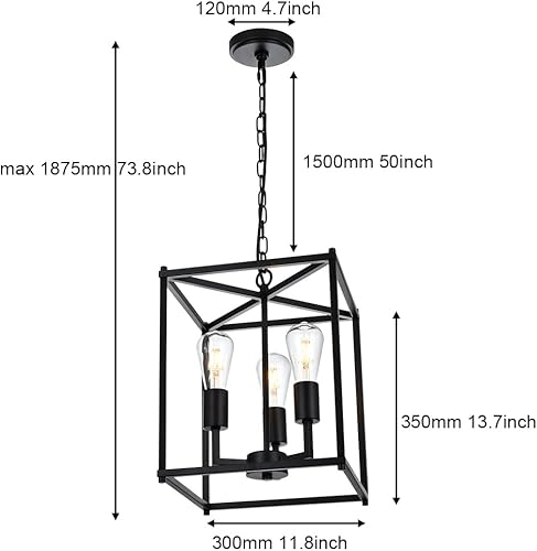 Miniatura 2 de Lámparas de araña de isla para cocina, comedor, color negro, farol, lámpara colgante moderna, lámpara cuadrada, casa de campo