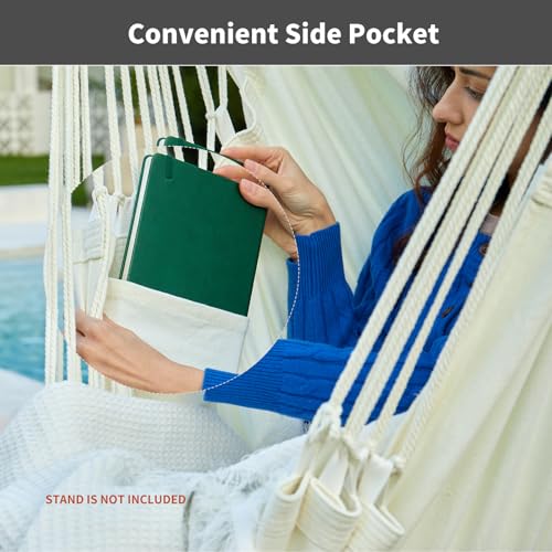 Image of CHULIM Hanging Hammock Chair Swing MAX 500 lbs Outdoor Hanging Chair with Footrest Indoor Swing Chair with Portable Steel Spreader Bar and Hardware Kit for Bedroom Living Room Patio Porch - White