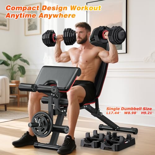 Image of XDDIAS Adjustable Dumbbells Set of 2 for Strength Training, One-Hand Quick Adjust, 25 /55 /80 /90 lbs Options, Anti-Slip Grip Handle, Compact Home Gym Weights for Men Women