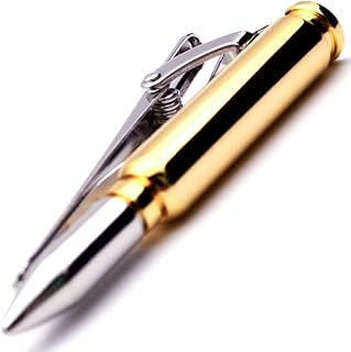 BXLE Cool Bullets Tie Bar Clips for Men, Gold Gun Shot Necktie Clip, Unique Shooting Sports Bullet Shell Stickpins for Wedding Groomsmen, Novelty Hunting Target Suit Accessories Jewelry (Tie Clip)