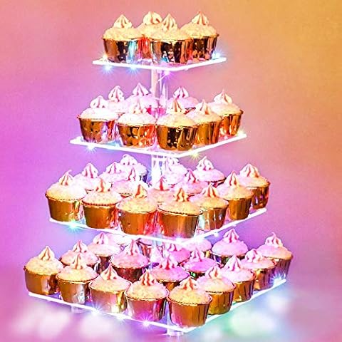 Weddingwish Pastry Stand 4 Tier Acrylic Cupcake Display Stand Cake Stand Dessert Stand Cupcake Holder Pastry Serving Platter Candy Bar Party Décor Wedding Birthday Holidays,Christmas(Colorful)… Cover