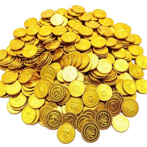 PIQIUQIU 100 Pièces d'Or - Jouets de Trésor de Pirate, Argent de Jeu pour Fête d'Anniversaire...