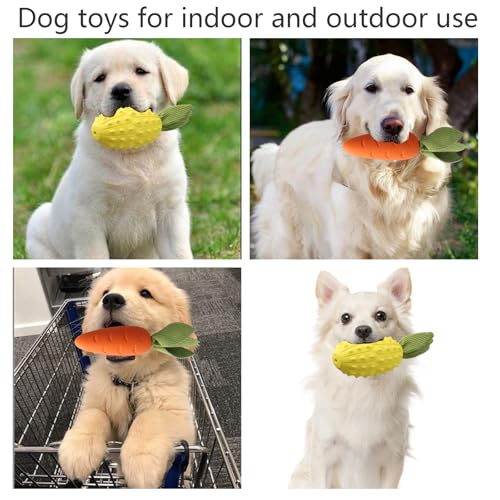 volumoon Hundespielzeug Karotte Ananas, Robustes Kauspielzeug für Welpen, hundekauspielzeug für Zahnreinigung, Gummi Dog Toys, Hund Spielzeug Unzerstörbar, für Kleine Welpen Mittelgroße (Ananas)