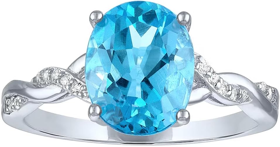 1-5 Carat Aquamarine Ring 925 Silver/10K/14K/18K Gold Personalized Aquamarine Rings for Women Moissanite Engagement Rings for Mom/Friends