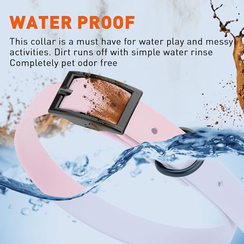 Image of Dogline Biothane Waterproof Dog Collar Strong Coated Nylon Webbing with Black Hardware Odor- Proof for Easy Care Easy to Clean High Performance Fits Small Medium or Large Dogs, Pastel Purple