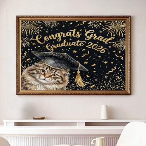 Rompecabezas de madera de gato siberiano con birrete, regalo exclusivo de graduación 4