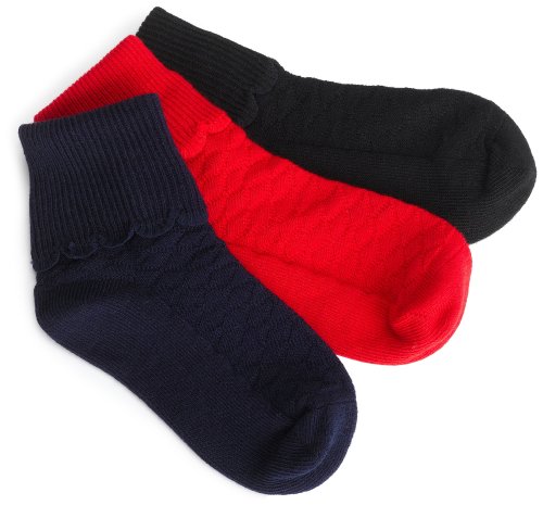 Jefferies Socks Big Girls' Organic Scalloped Turn Cuff (Pack of 3)