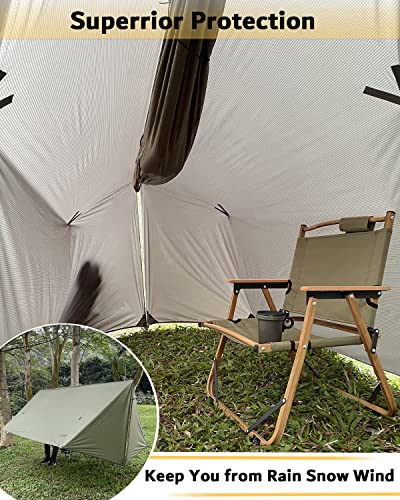 Image of Sunyear Hammock Rain Fly Waterproof - Premium Hammock Tarp with Doors to Stay Warm and Dry in All Seasons | Portable and Lightweight Camp Rain Fly with All Installations Included | 11 Ft / 2lbs