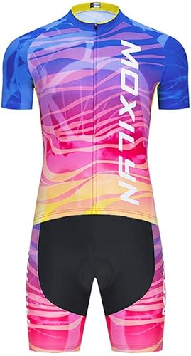 Miniatura 3 de Camiseta de ciclismo para hombre, kit de ciclismo de MTB y pantalones cortos de ciclismo con almohadilla de gel 20D, conjunto de ropa de ciclismo
