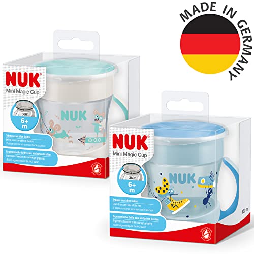 NUK Mini Magic Cup Trinklernbecher | auslaufsicherer 360°-Trinkrand | ab 6 Monaten | praktische Griffe | 160 ml | Junge | 2 Stück – Ansicht 6