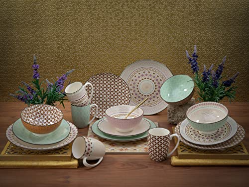 CreaTable, 20310, Serie MANDALA, 16-teiliges Geschirrset, Kombiservice aus Steinzeug, spülmaschinen- und mikrowellengeeignet, Qualitätsproduktion