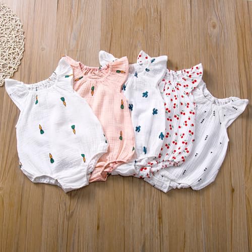 Fanvereka Infant Newborn Baby Girl Summer Romper Toddler Girls Bodysuit Cherry Sleeveless Jumpsuit Playsuit Clothing4