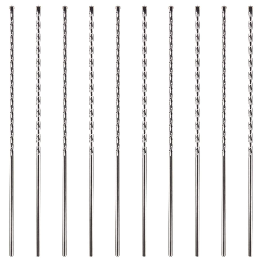 10 Pack Of 6.5mm x 400mm Long TCT Masonry Drill Bits – For Concrete, Brick, Stone, Porcelain Ceramic Tiles Plastic Wood – Masonry Drill Bits Set For Standard Rotary Drills & Hammer Drills (NOT SDS)
