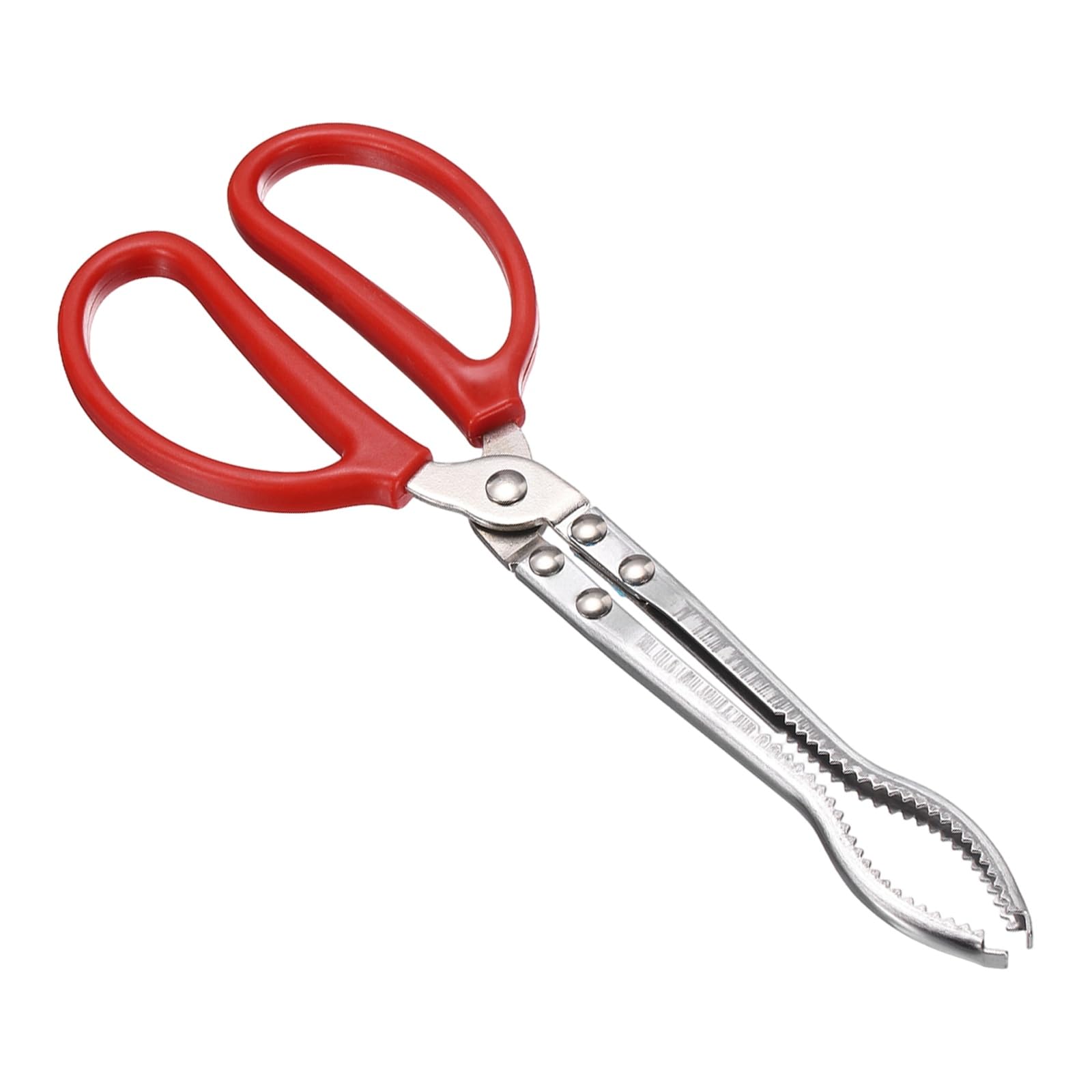 sourcing map Crabbing Tongs, 11" Metal Serrated Extra Long Loach Tongs Beach Reptile Catching Clip Garbage Clip with Straight and Bent Head for Lobsters Loach Other Reptile, Red