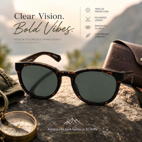 Image of Fueel Polarized Round Sunglasses for Men & Women | UV Protected Retro Half Frame Sunglasses | Lightweight Stylish Black Frame