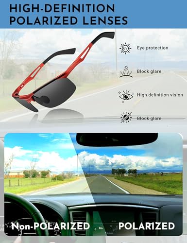 Image of BIRCEN Polarized Anti-Glare Sunglasses for Men: Lightweight Metal Wrap around Sun Glasses UV Protection for Driving Fishing