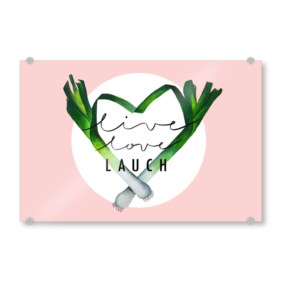 artboxONE Acrylglasbild 60x40 cm Liebe Live Love Lauch Bild hinter Acrylglas - Bild lauch Humor Kochen
