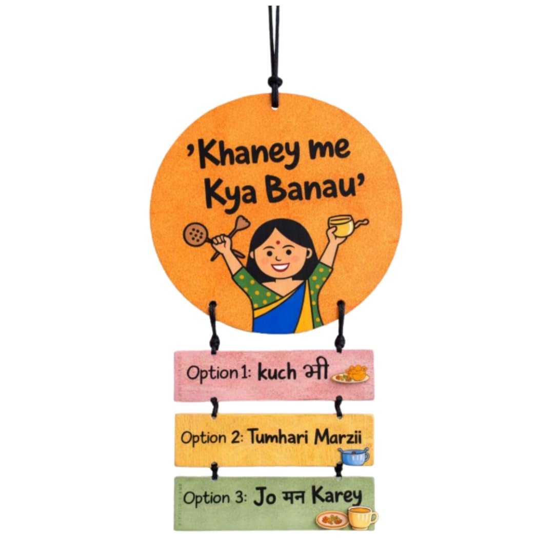 Funny Kitchen Wall Hanging Hindi Quote, Wooden Wall Décor, Quirky Desi Kitchen & Dining Room Decoration, Home Decor Gift for Indian Homes-image-40