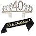 Produktbild Tiara und Schärpe zum 40. Geburtstag, goldfarben, Satin-Schärpe und Kristall-Tiara, Krone für 40. Geburtstag, Party-Zubehör und Dekorationen
