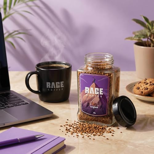 Image of Rage Coffee Original Coffee Blend 100% Pure Arabica Beans | Instant Coffee for Smooth Aroma & taste, Hot and cold coffee) (Original Unique Blend, 50g)