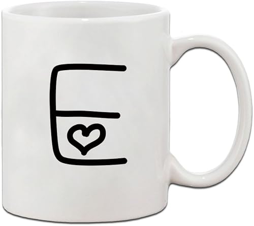 E Amor Corazones inicial Monograma Personalizado Letra E taza de cerámica taza de café 11oz