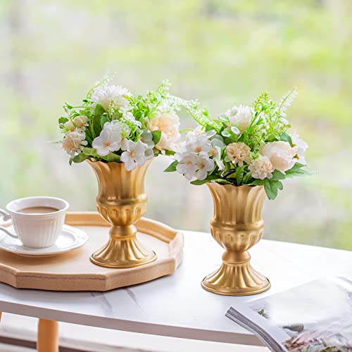 Nuptio 10 Pcs Artificial Fake Flowers Plastic Flower Arrangements For Wedding Table Centerpieces Decoration, Artificial Flower Bouquet For Mother's Day Party Baby Shower Decor(Champagne & White) #TOP4