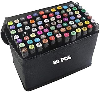 80 Colors Graphic Marker Pen Dual Tip Sketch Pen Twin Marker Double Ended Finecolour Sketch Marker Broad and Fine Point Tip with Black Bag (80)