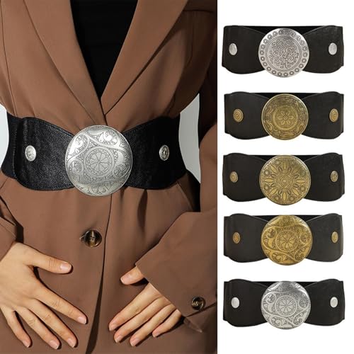 Waist Belt Floral for Club Belt Stretchy Vintage Belt Hot Girl Outfit Waist Chain Unique Buckle Belt2