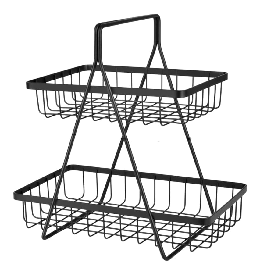 Go Hooked Counter-top 2 Tier Fruit Basket ideal for Dining Table, Centre Table | Metal Fruit Bowl or Bread Basket Vegetables Storage Organizer Holder (Black) (B0BPY78G2V) Amazon Price History, Amazon Price Tracker