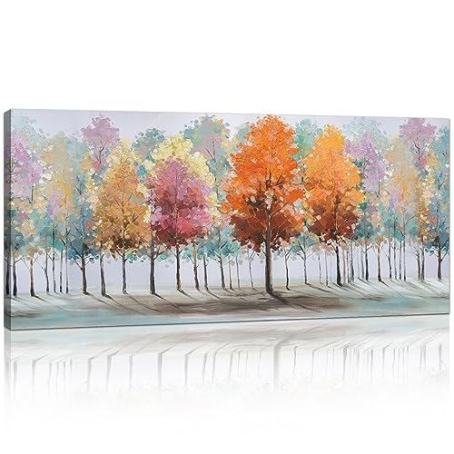 Marco de Madera Grande Árbol Cuatro Estaciones Cuadros Decoracion Salon Modernos Pintura Lienzos decorativos Cuadros Decorativos Salón Dormitorio Comedor Oficina Listo para colgar 120x50cm
