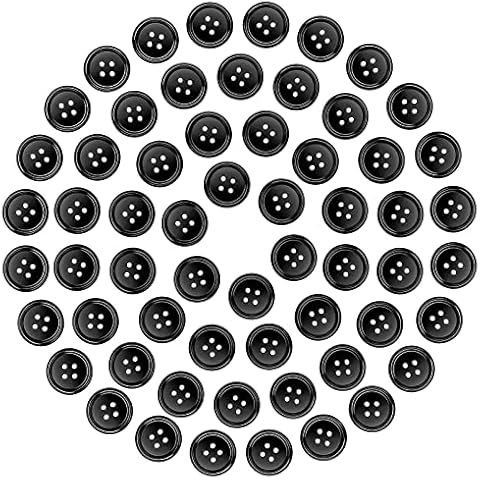 60 botones negros redondos de costura de resina Cover