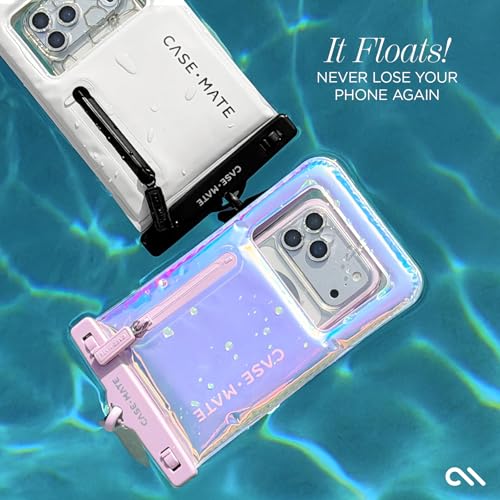 Image of Case-Mate Soap Bubble IP68 Waterproof Large Phone Pouch - Iridescent | Zip Pocket for 3 Cards & Cash - Floating Phone Case w /Crossbody Lanyard -Fits All Phones -Beach Cruise Ship Travel Essentials