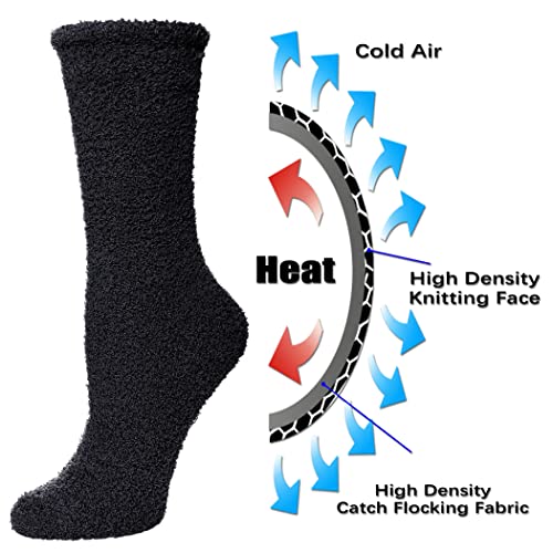 Image of FNOVCO Mens Fuzzy Socks - Soft Cozy Slipper Fluffy Winter Warm Microfiber Plush Sleeping Socks - 5 to 6 Pairs