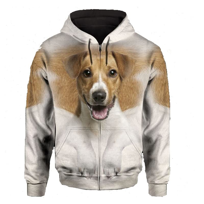 Pull à capuche homme beige XXL zippé : fini les sweats trop serrés avec l'imprimé 3D Foxhound