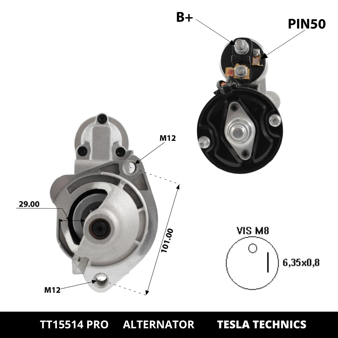 Motor De Arranque TESLA TECHNICS TT15006 PRO 12V 2.2KW - Compatible Con Audi, Seat, Skoda, Volkswagen