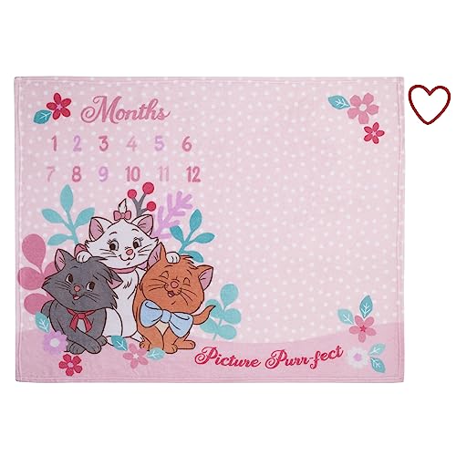 Image of NoJo Disney Aristocats Pink Picture Purr-FECT Super Soft Photo Op Milestone Baby Blanket